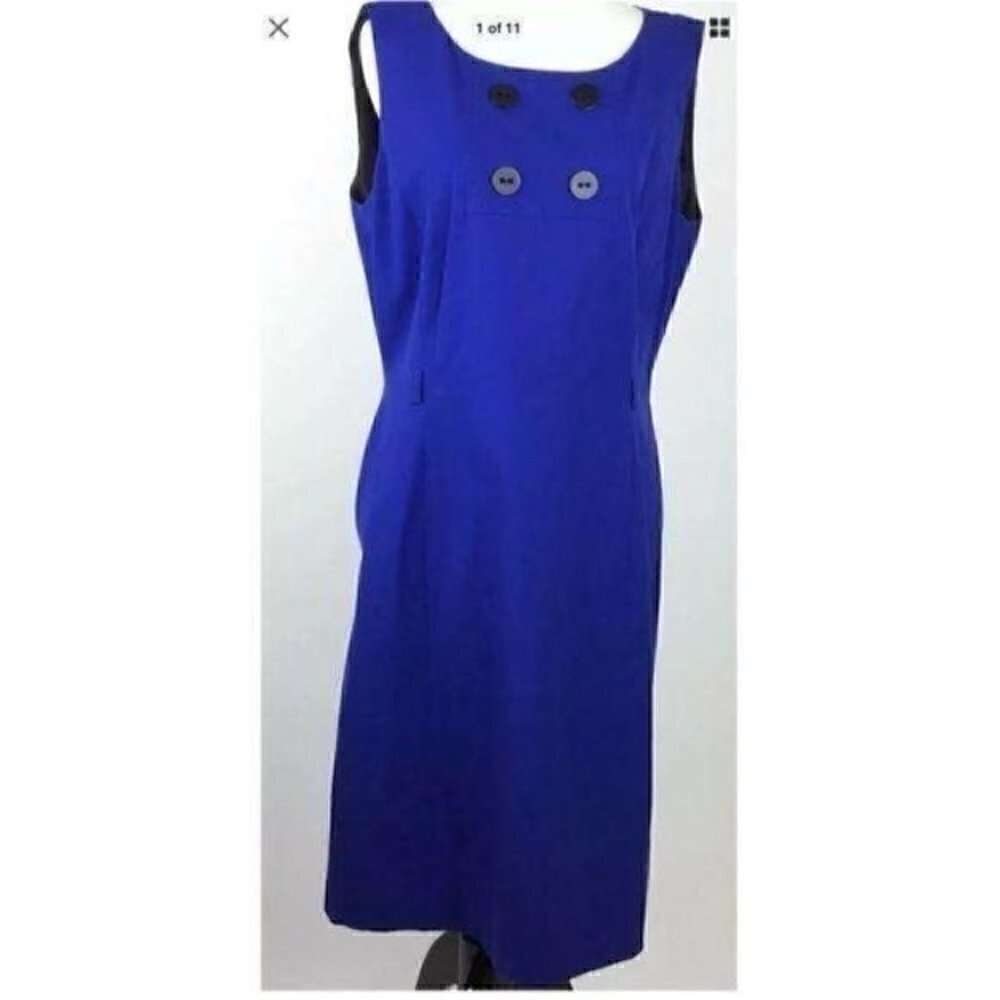 Tahari Arther S Levine Dress Size 10 Blue Pencil